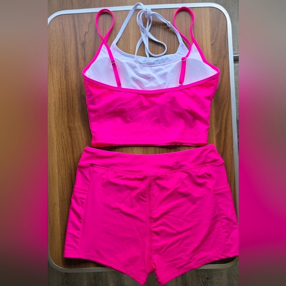 Pink Queen High Waisted Sporty Two Piece Swimsuit With Pockets Size Medium - Picture 7 of 8